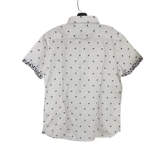 Denim & Flower Ricky Singh White Blue Palm Trees Button Down Szs Med, Lg - Picture 11 of 11